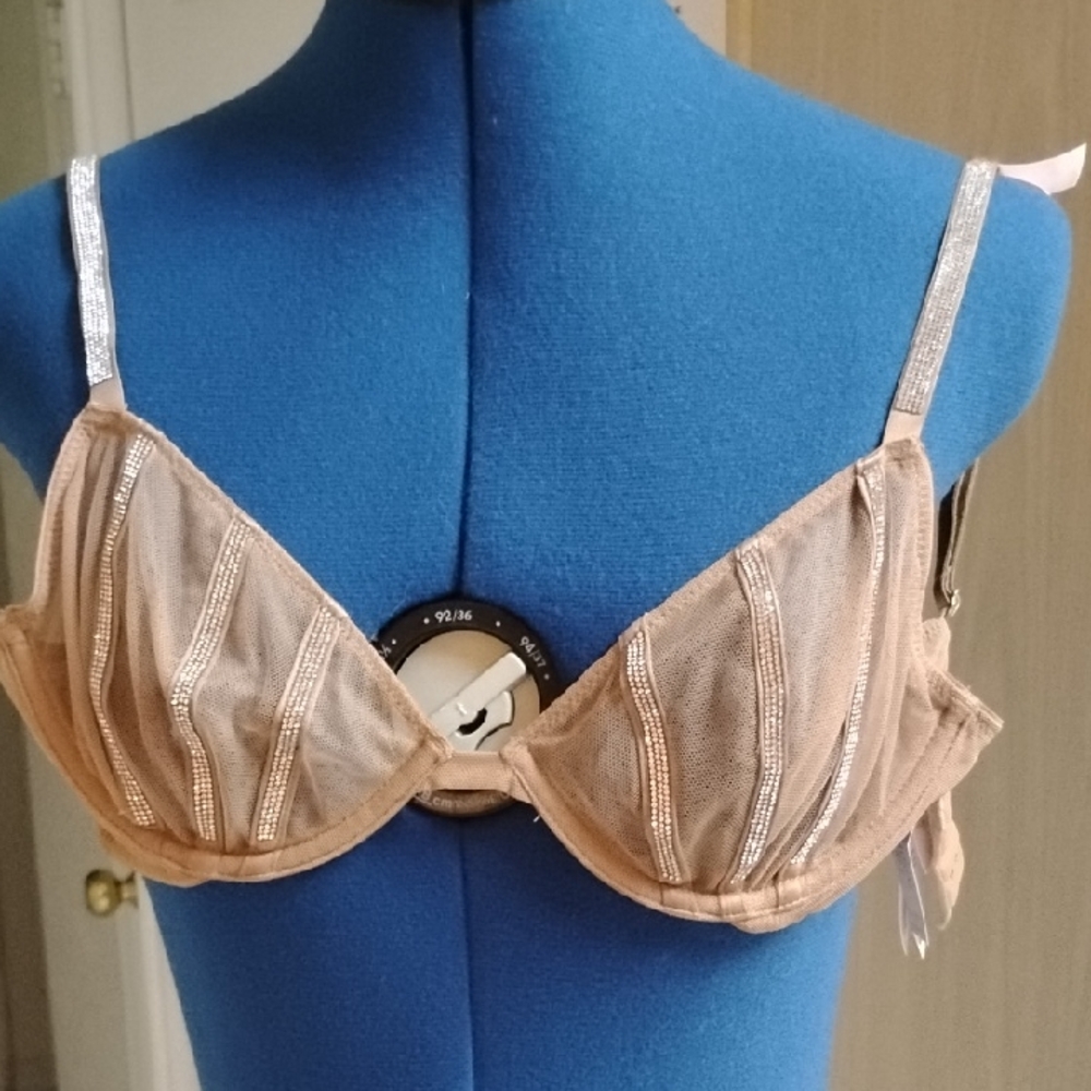 Victoria's Secret Tan Bra with Silver Straps
